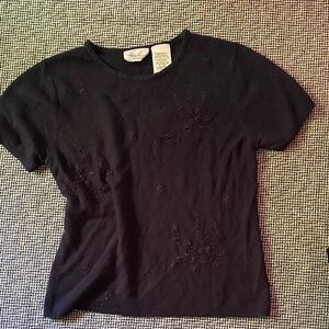 Dark Short Sleeve Sweater Top Vintage